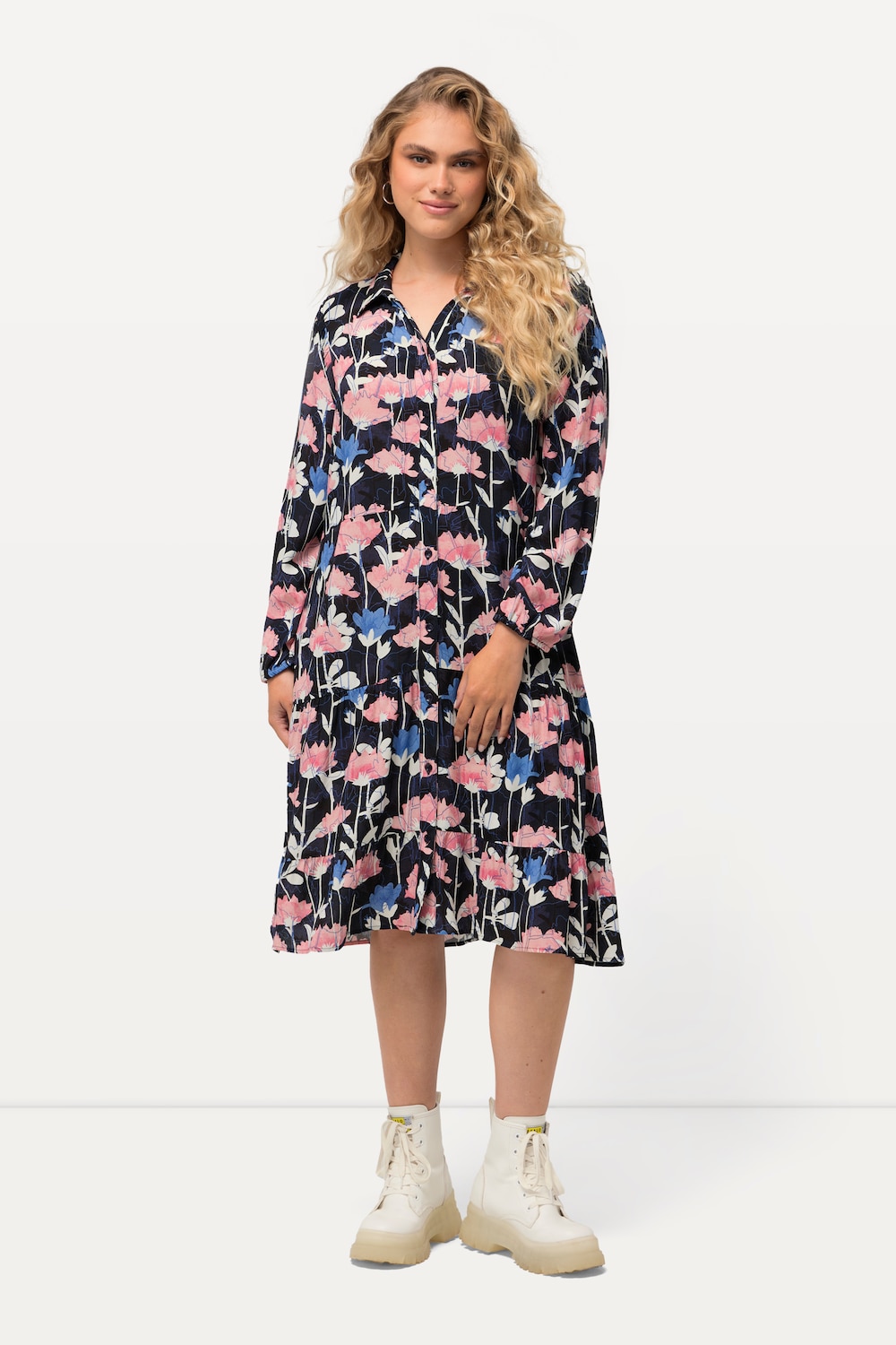 Große Größen Midikleid, Damen, blau, Größe: 54/56, Viskose, Ulla Popken