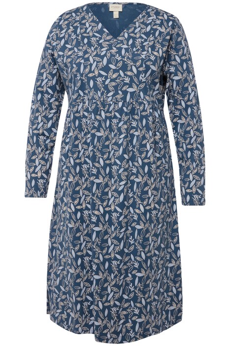 Noční košile, lístky, výstřih do V, dlouhé rukávy, biobavlna