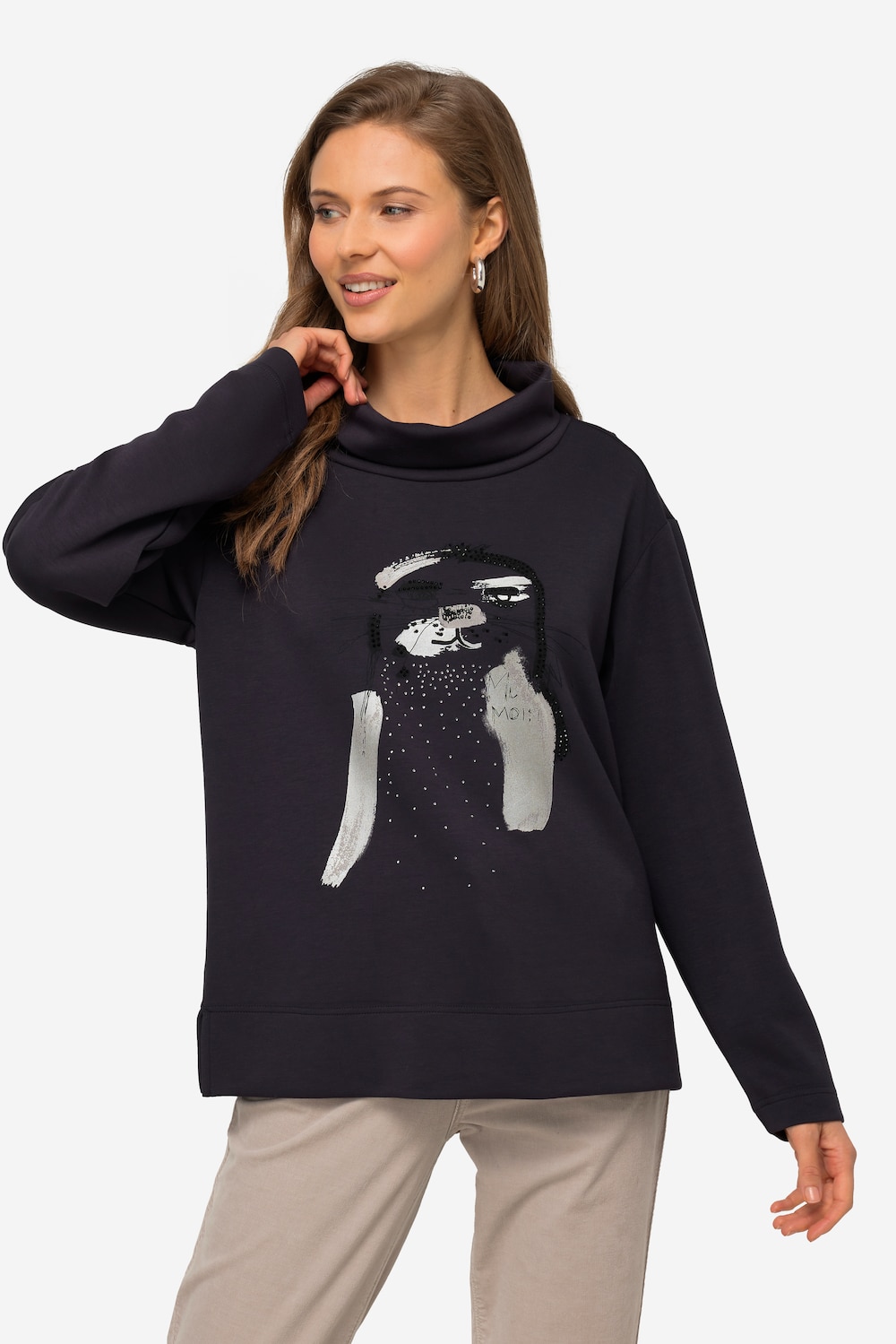 Große Größen Sweatshirt, Damen, grau, Größe: L, Synthetische Fasern/Polyester, LAURASON