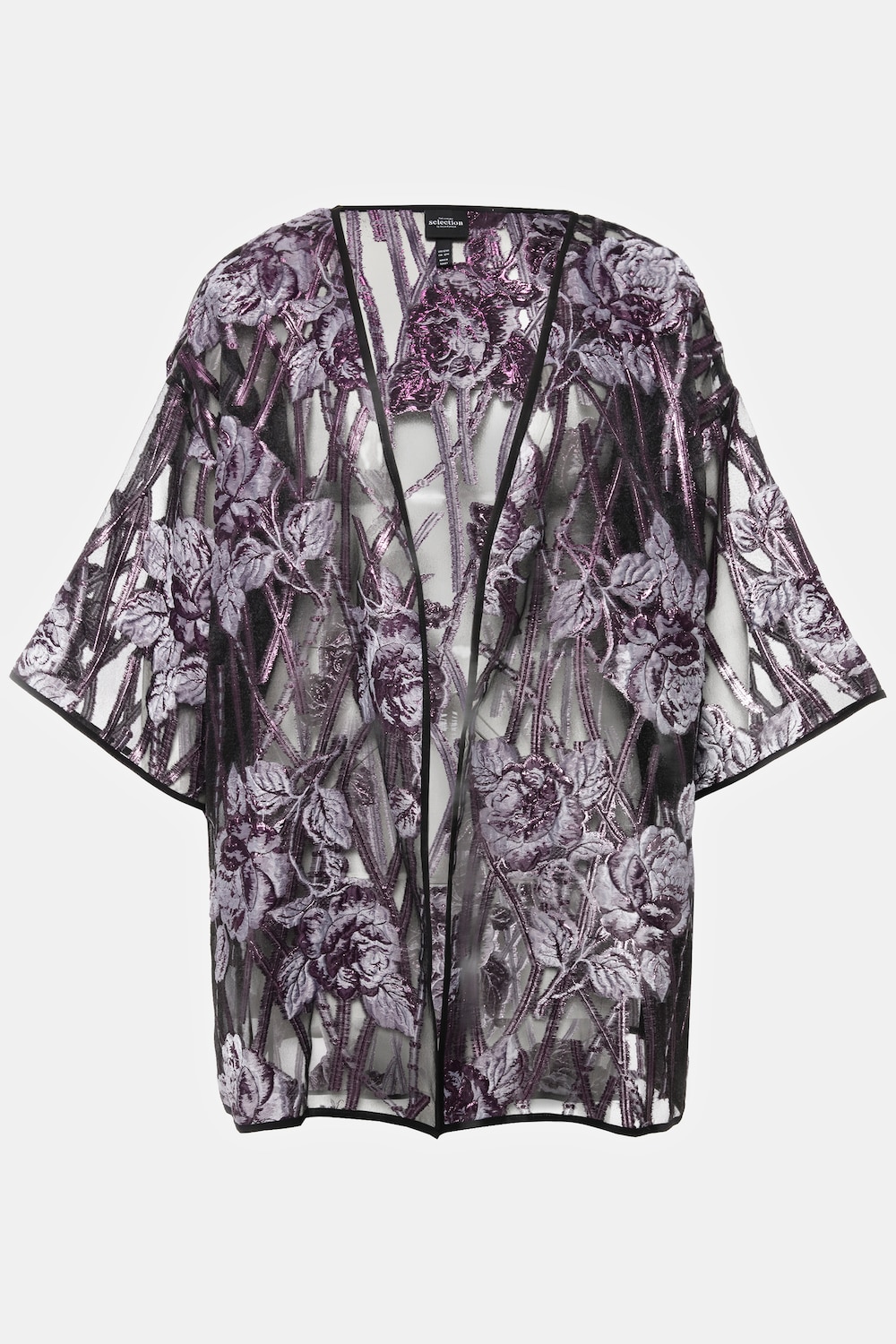 Stora storlekar Blusjacka med blomprint, Dam, lila, storlek: 50/52, Polyester/Syntetfibrer, Ulla Popken