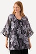 Chaqueta tipo blusa, diseño floral, escote en V, manga 3/4