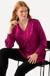 Blouse, gebloemd jacquardpatroon, V-hals, lange mouwen