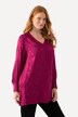 Blouse, gebloemd jacquardpatroon, V-hals, lange mouwen