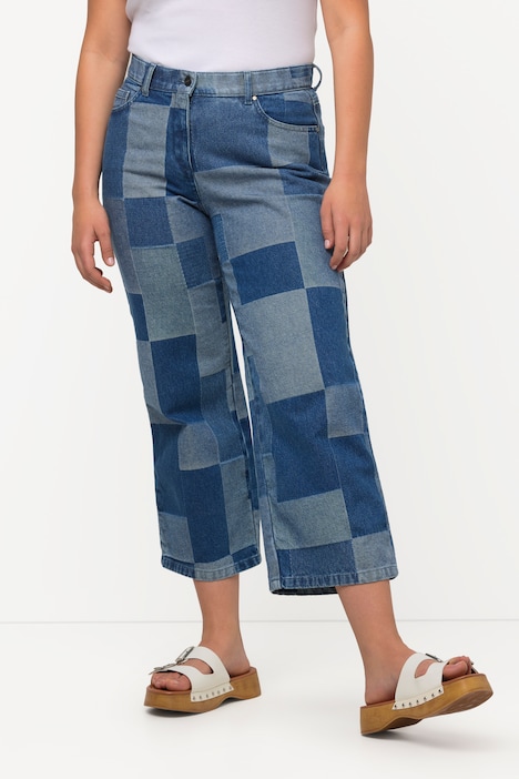 7/8-Jeans-Culotte, Mustermix, weites Bein