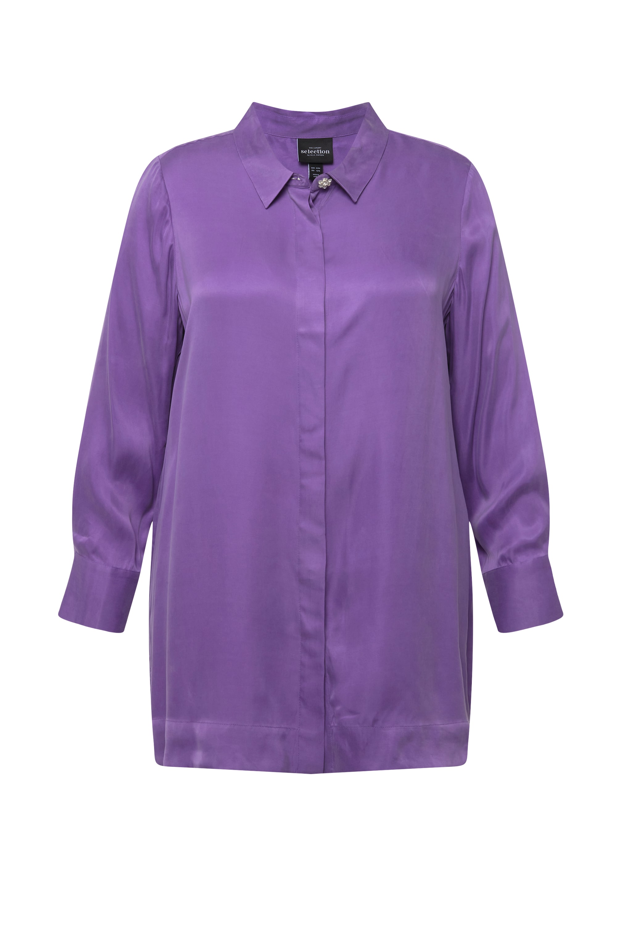 Ulla Popken Damen große Größen Bluse Cupromix Hemdkragen Langarm 823790