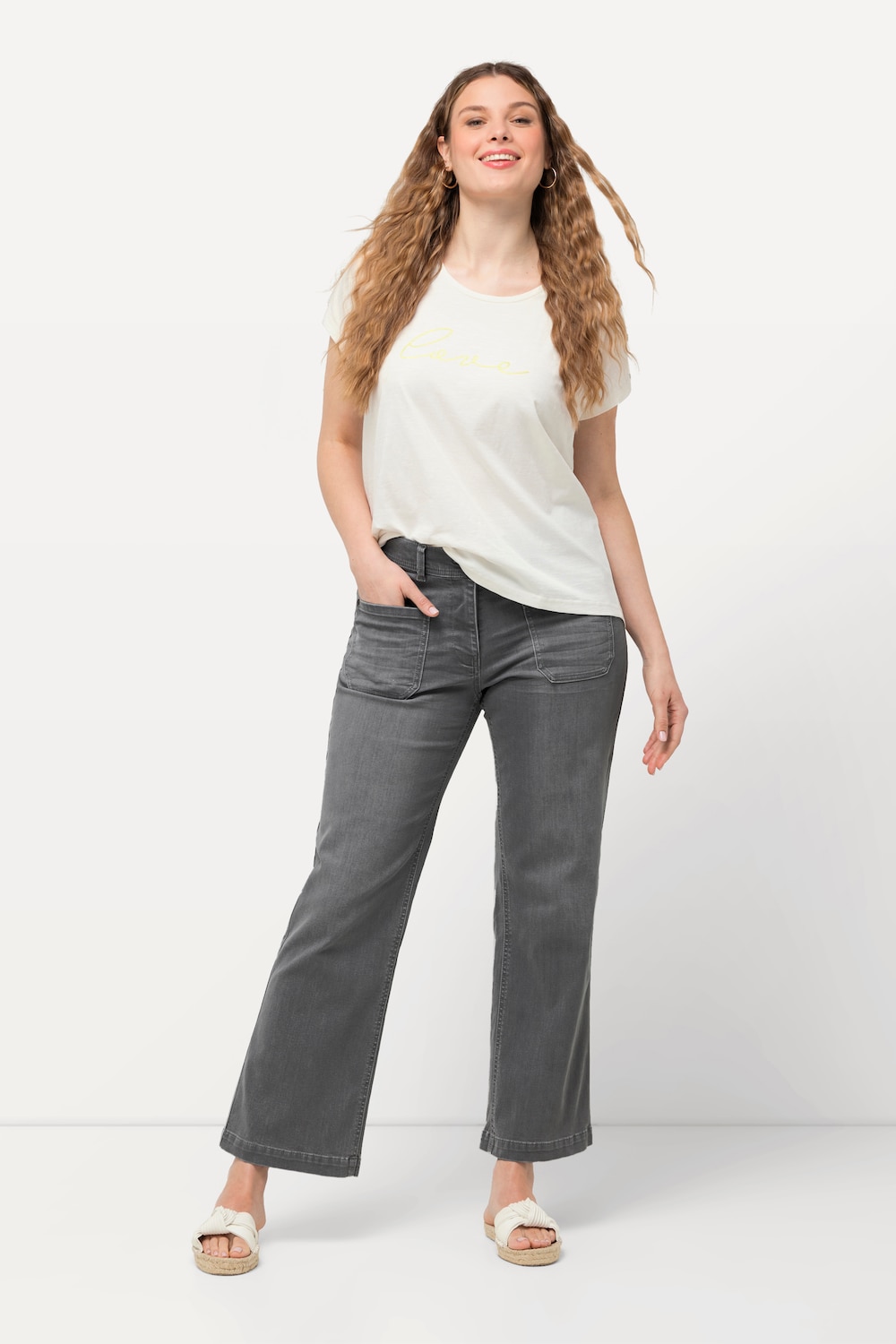 Große Größen Jeans Mary, Damen, grau, Größe: 30, Baumwolle/Polyester, Ulla Popken