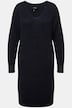 Midikleid, Rippstrick, V-Ausschnitt, Langarm, Strickkleid