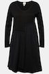 Mini-jurk, asymmetrische rok, V-hals, lange mouwen
