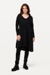 Mini-jurk, asymmetrische rok, V-hals, lange mouwen