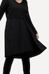 Mini-jurk, asymmetrische rok, V-hals, lange mouwen