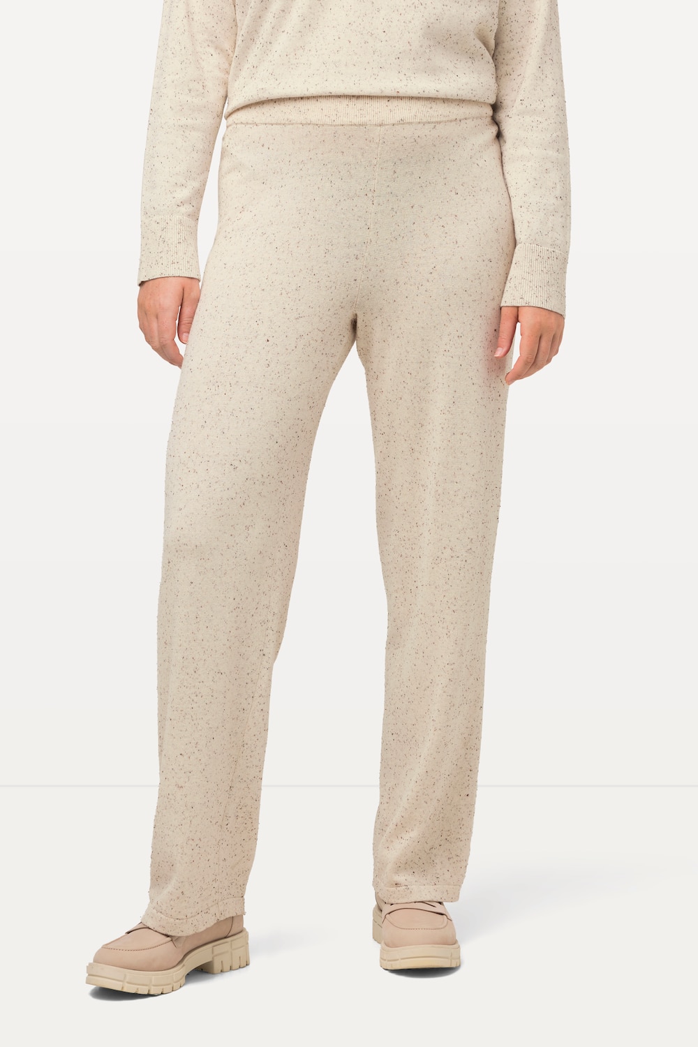 Große Größen Strickhose Rose, Damen, beige, Größe: II, Baumwolle, Ulla Popken