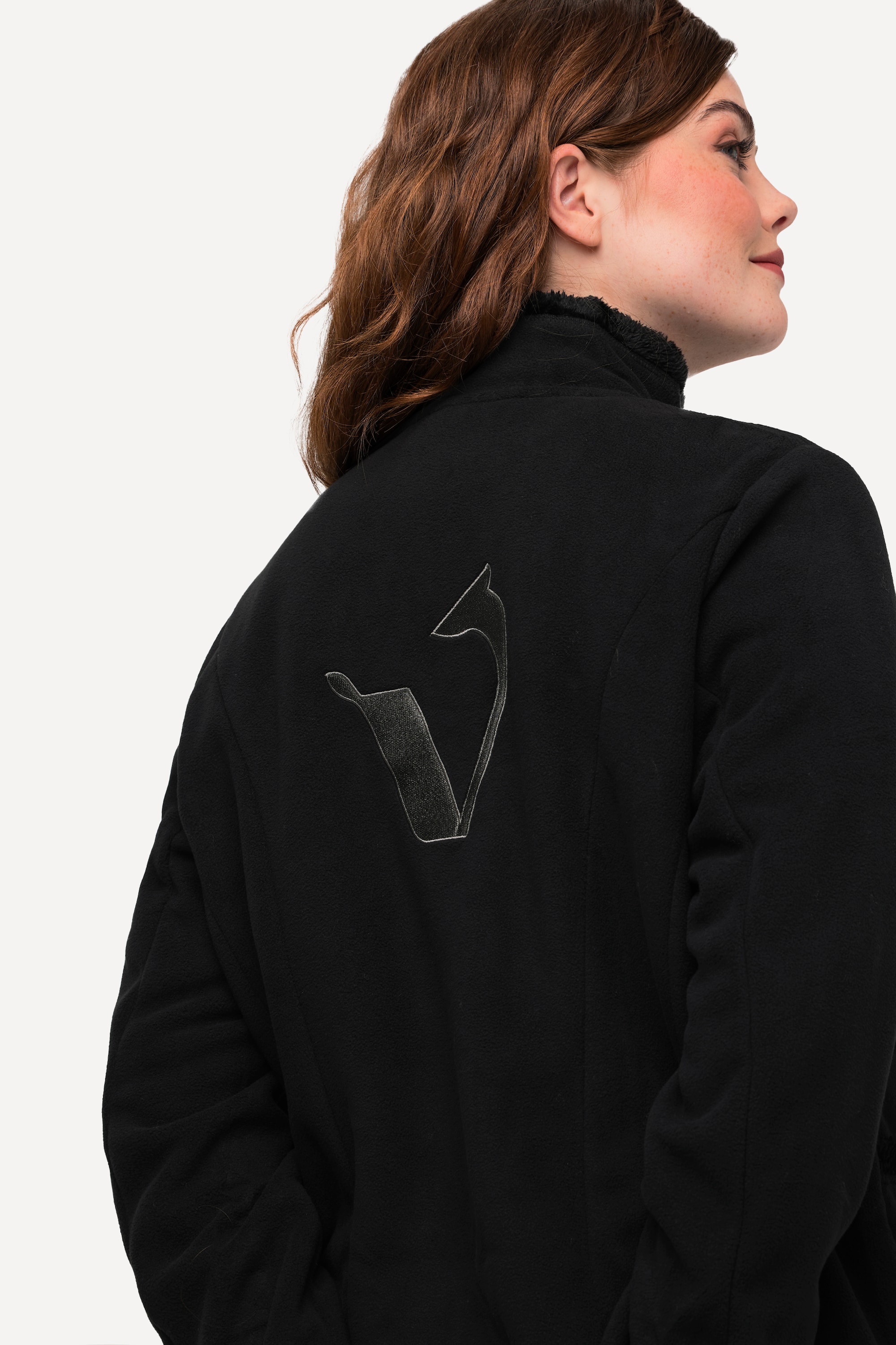 Ulla Popken Damen große Größen Fleece Janker Teddyplüsch Stickerei