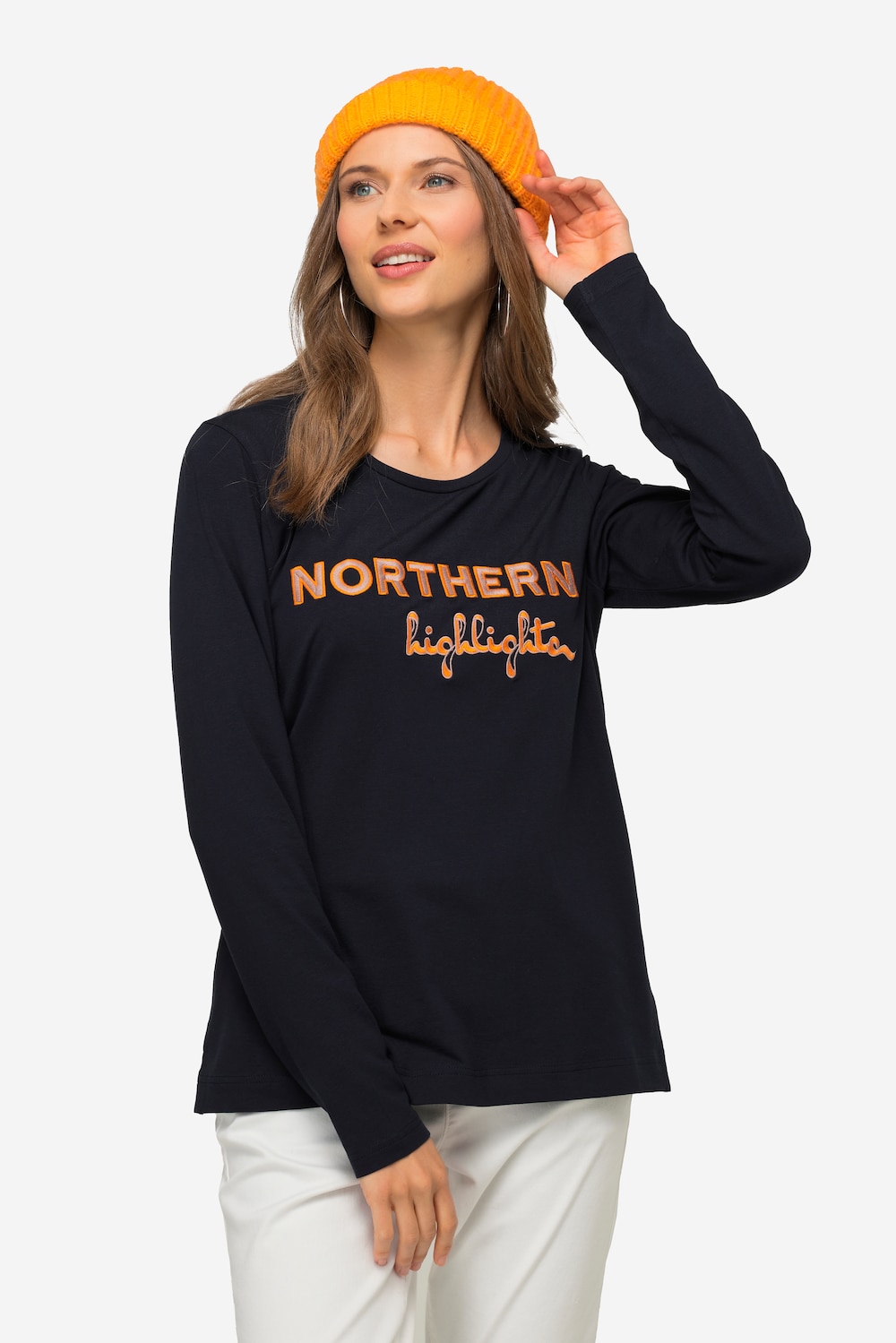 Große Größen Longsleeve, Damen, blau, Größe: L, Baumwolle, LAURASON