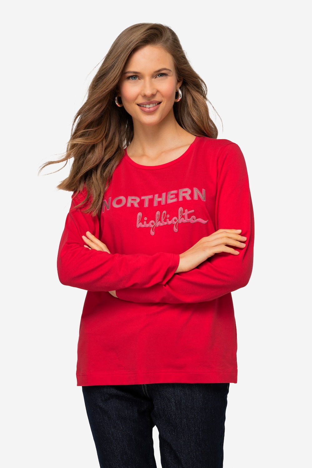 Große Größen Longsleeve, Damen, rot, Größe: S, Baumwolle, LAURASON