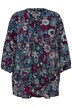 Tunika, květy, plisování, A střih, výstřih do V, 3/4 rukávy