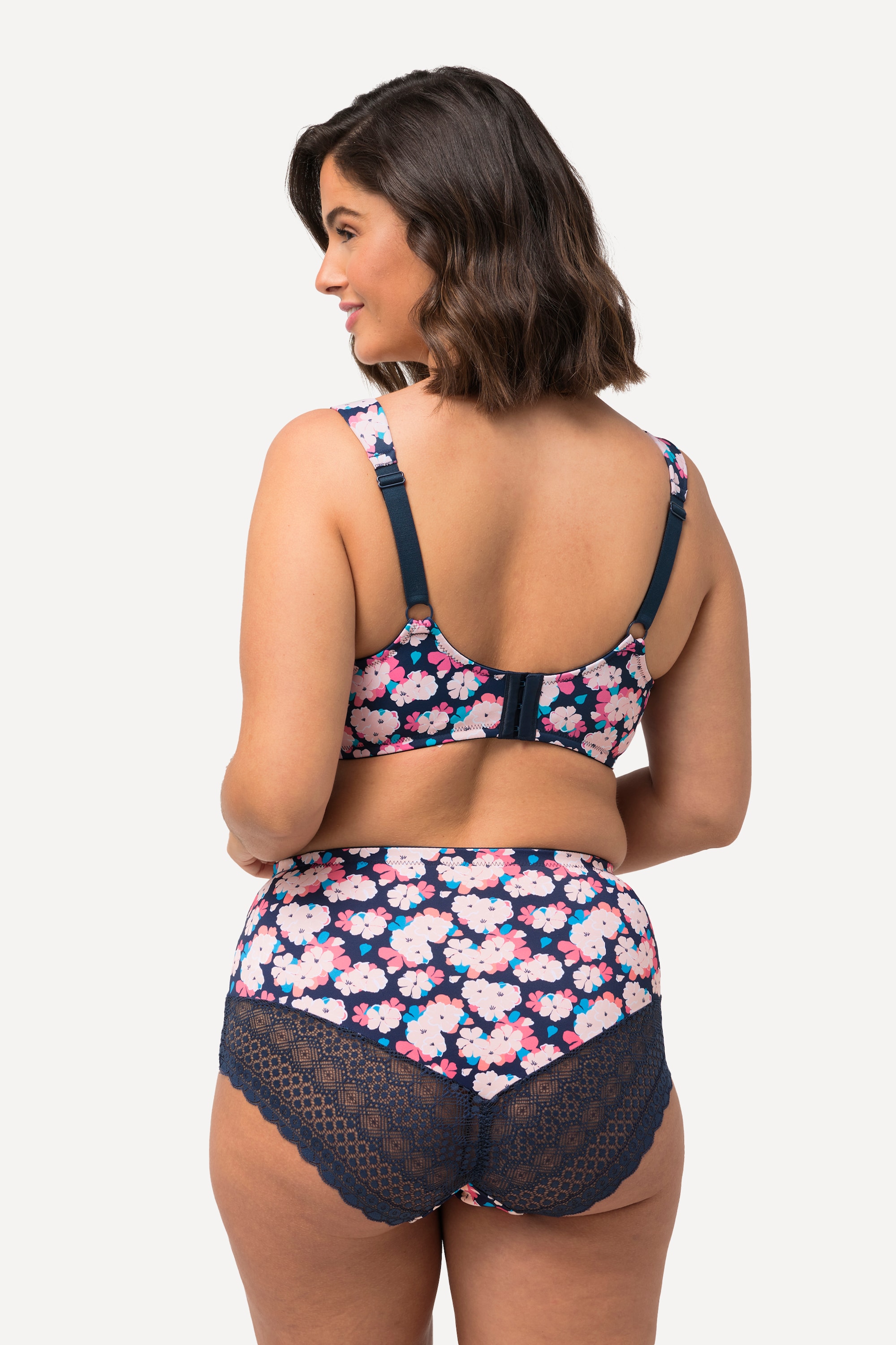 Ulla Popken Damen große Größen Bügel BH Blüten Spitze Zierband Cup C D 823945