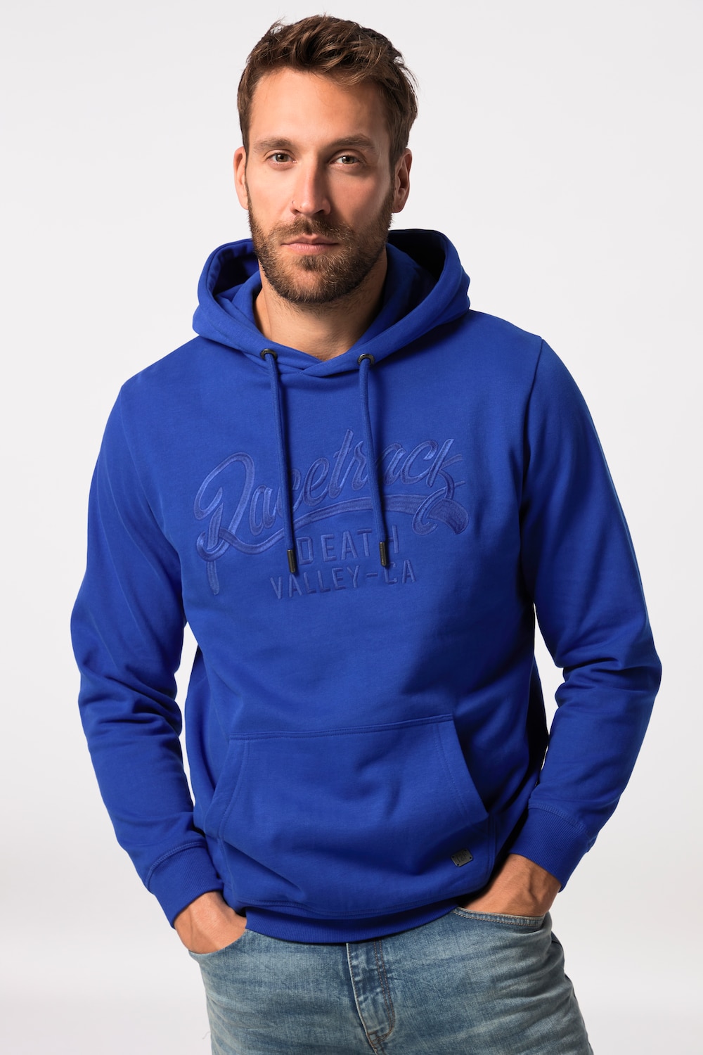 grandes tailles sweat-shirt à capuche, hommes, bleu, taille: 3xl, coton, jp1880