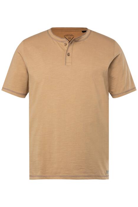 Henley, krátké rukávy, žíhaný žerzej, kulatý výstřih s knoflíkovou légou, do 8XL