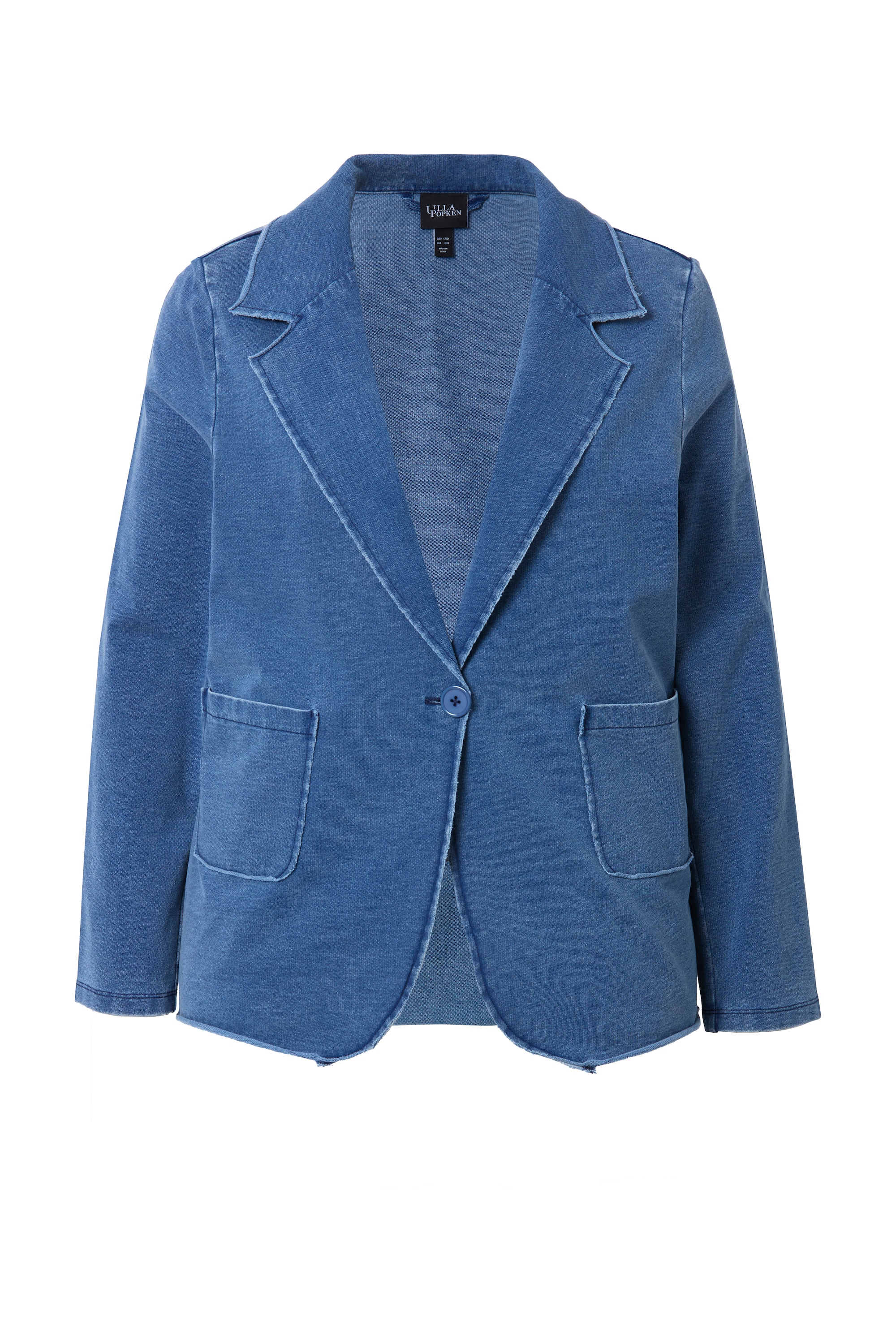 Ulla Popken Damen große Größen Sweatblazer Jeansoptik Reverskragen