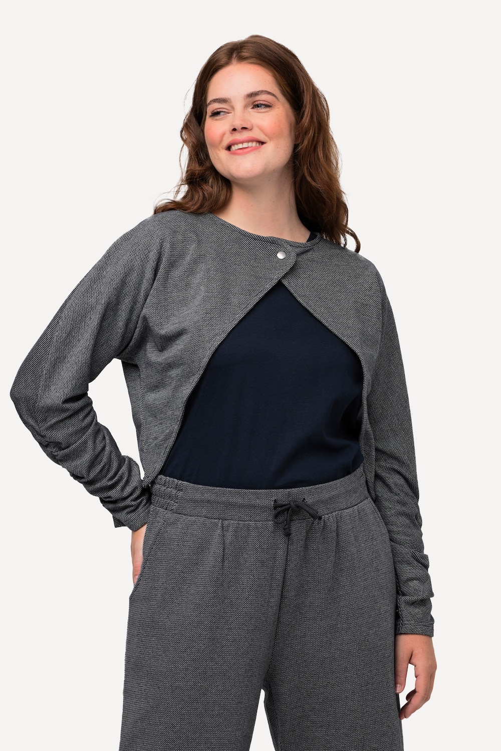 Große Größen Sweat-Bolero, Damen, blau, Größe: 50/52, Baumwolle, Ulla Popken