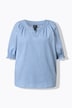 Bluse, Jeansoptik, Tunika-Ausschnitt, Halbarm