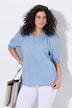 Bluse, Jeansoptik, Tunika-Ausschnitt, Halbarm