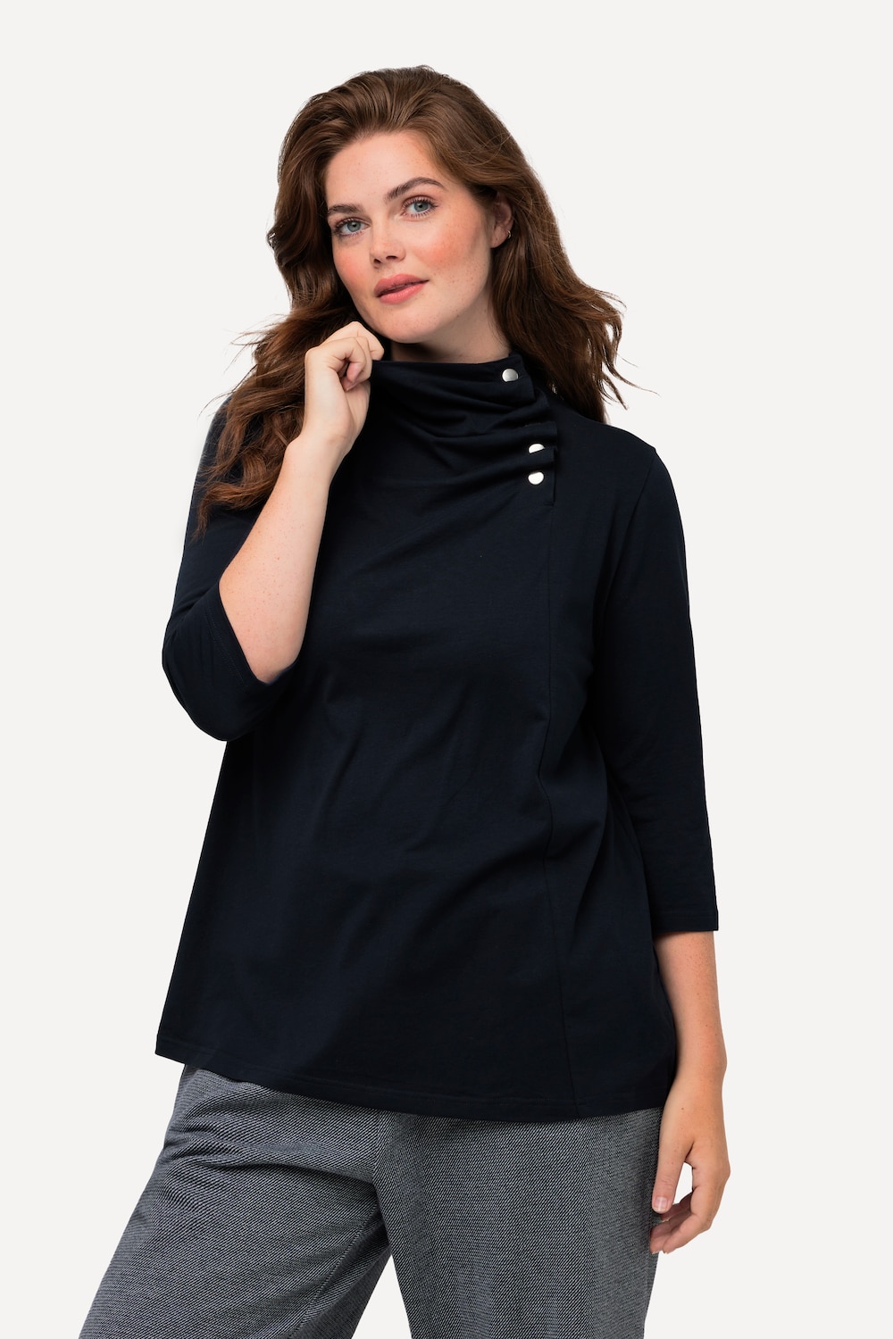 Grote Maten Shirt, Dames, blauw, Maat: 58/60, Katoen, Ulla Popken