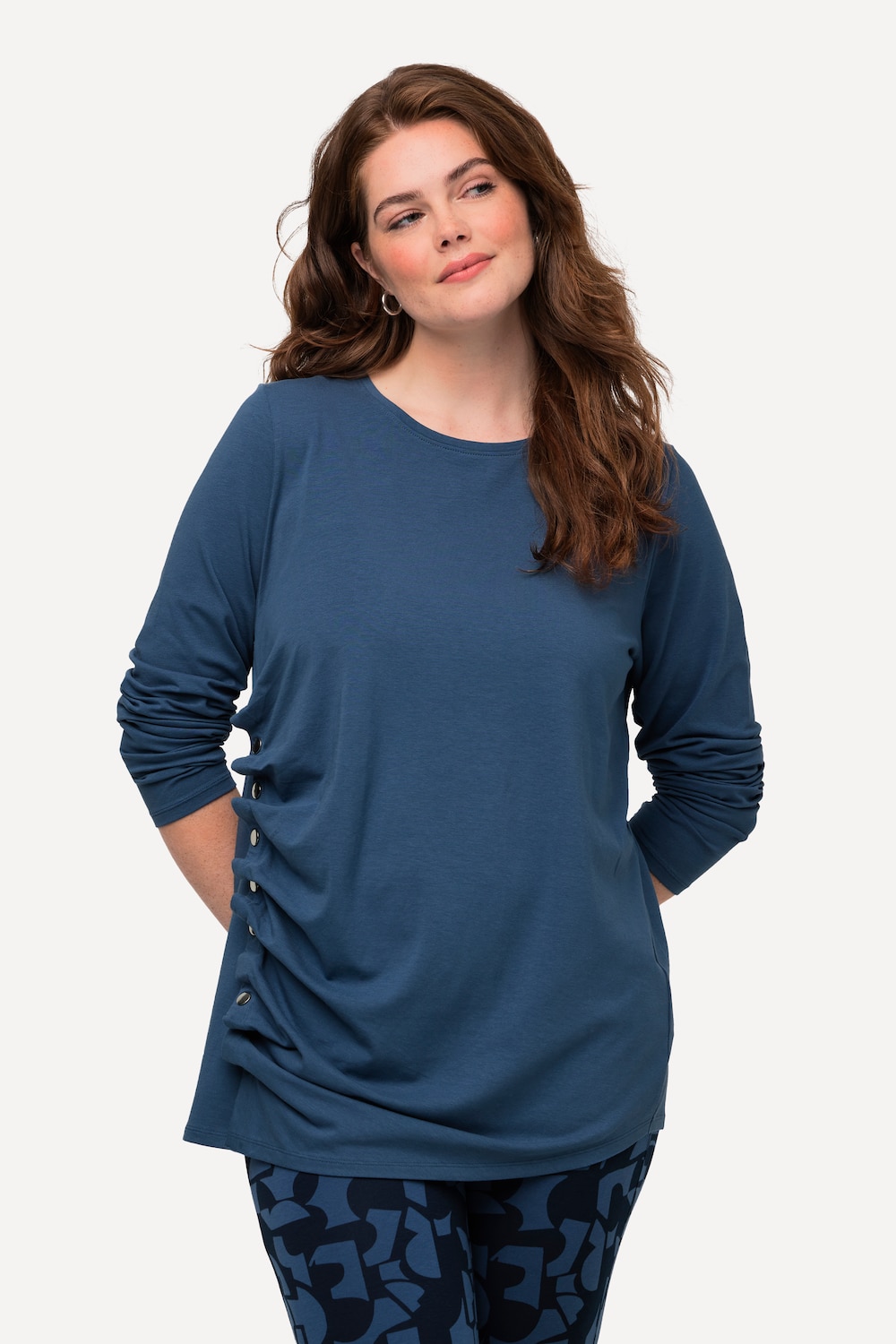 Grote Maten Shirt, Dames, blauw, Maat: 50/52, Katoen, Ulla Popken
