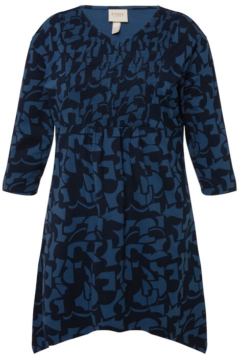 Dlouhé tričko, cípový lem, výstřih do V, 3/4 rukávy, biobavlna