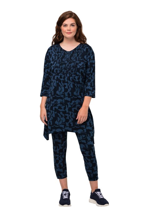 Dlouhé tričko, cípový lem, výstřih do V, 3/4 rukávy, biobavlna