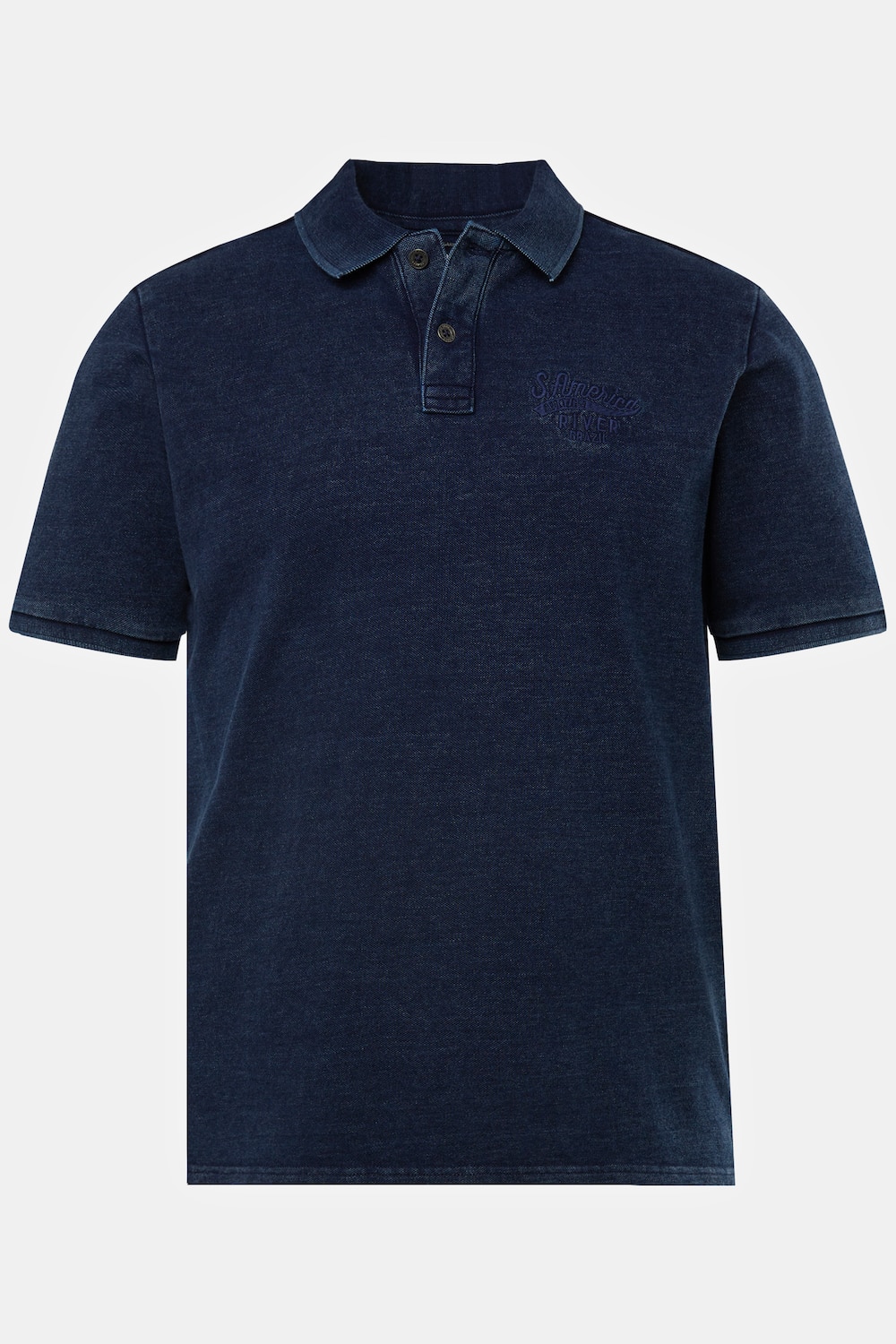 Poloshirt, Halbarm, Piqué, Vintage Indigo Look, bis 8 XL
