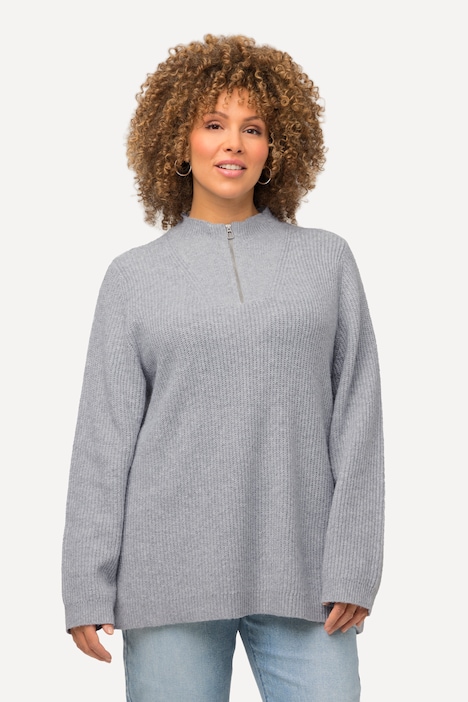 Rib Knit Long Sleeve Wool Blend Troyer Sweater | Sweater | Sweaters