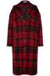 Kostkovaný kabát, oversize, klopový límec, knoflíková léga, dlouhé rukávy