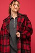 Oversized Plaid Lapel Collar Coat