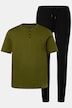 Pyjama deux pièces, collection Homewear. Pantalon et T-shirt Henley. Label OEKO-TEX. Jusqu'au 8 XL.