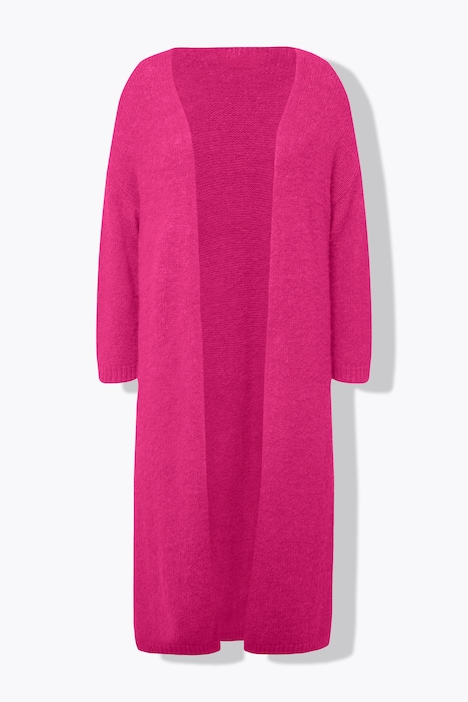 Long-Strickjacke, oversized, offene Form, Langarm