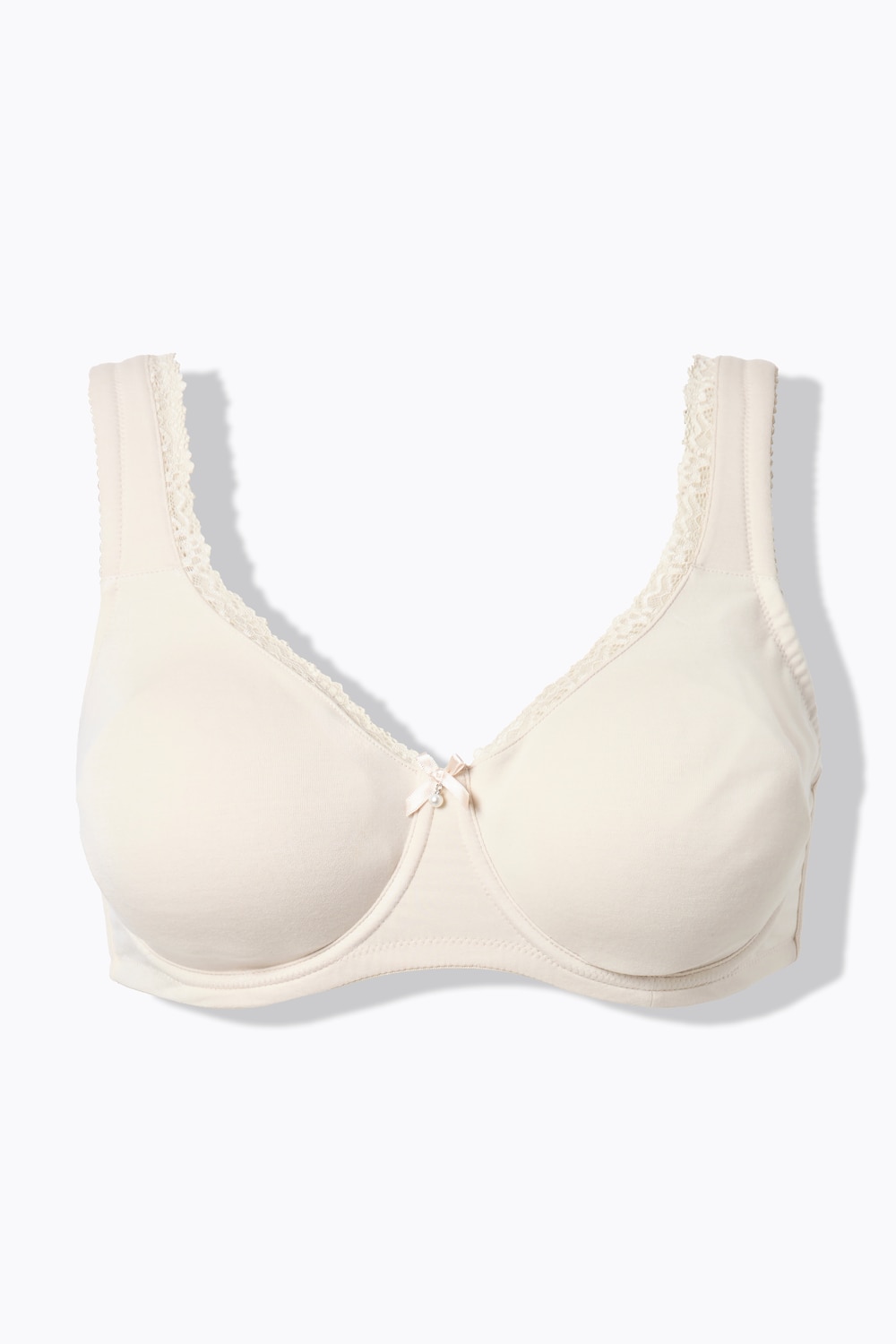 Stora storlekar Bygel-BH med spetskant, Dam, beige, storlek: 105D, Syntetfibrer/Bomull, Ulla Popken