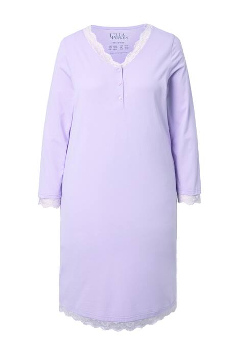 Noční košile, krajka, výstřih do V, dlouhé rukávy