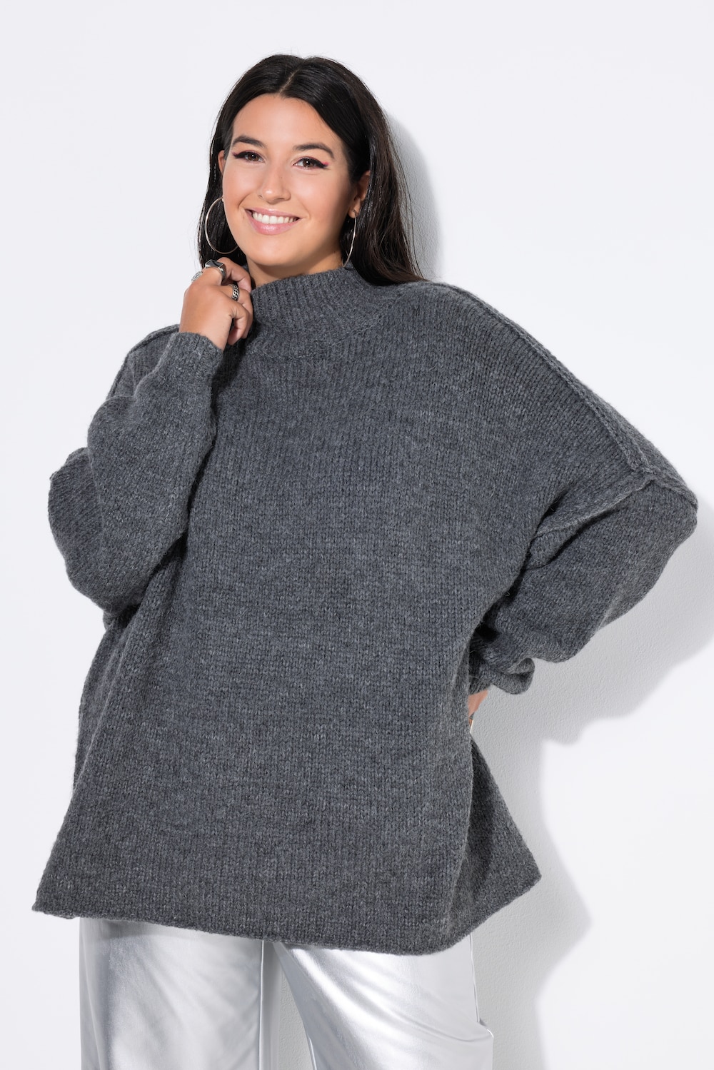 Pullover, oversized, extra softer Strick, Stehkragen, Langarm, Premium