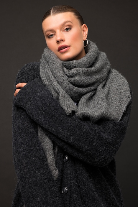 Echarpe noire en laine polaire avec bord gris