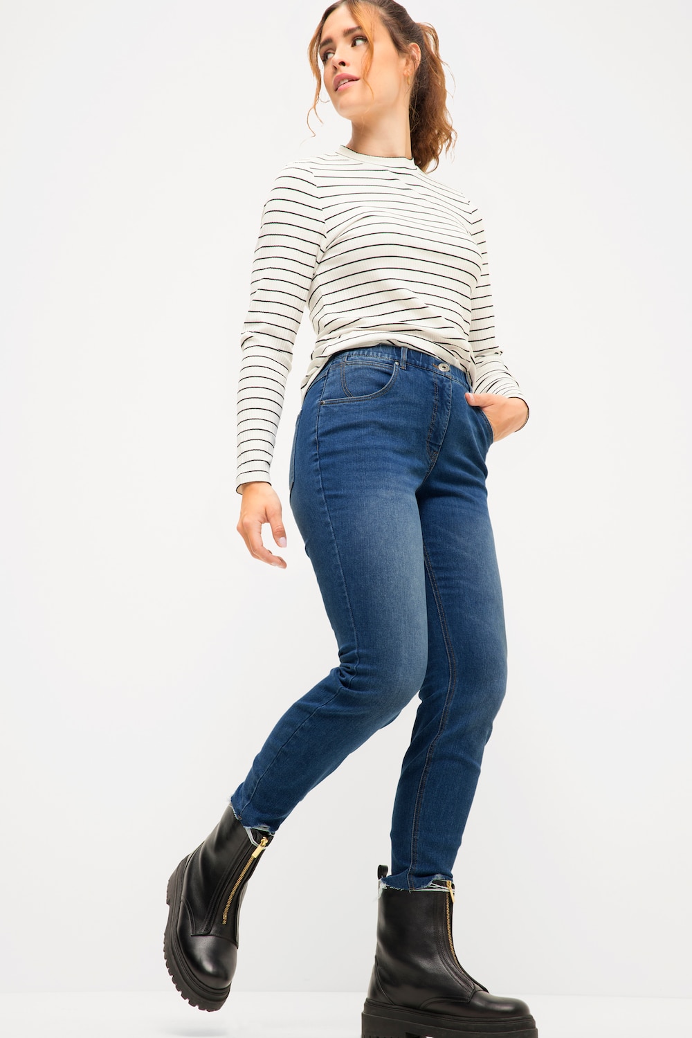 Grote Maten Skinny jeans, Dames, blauw, Maat: 44, Katoen/Polyester, Studio Untold