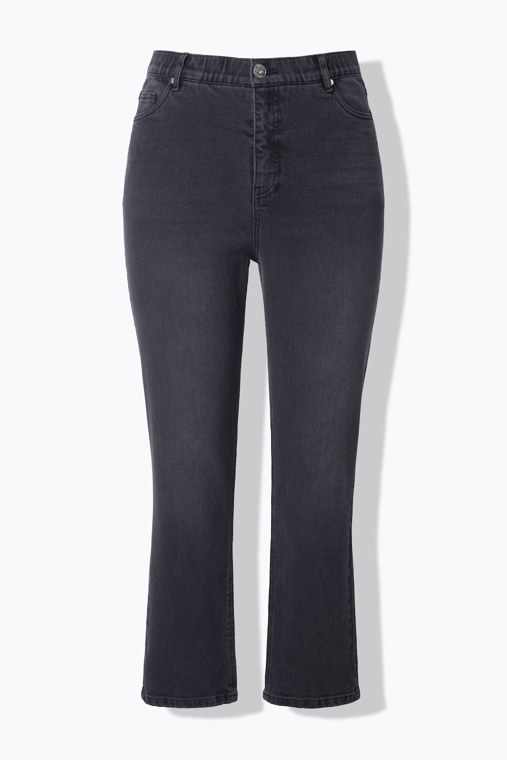 Stora storlekar Mom-jeans i 5-ficksmodell med vida ben och resårlinning, Dam, svart, storlek: 54, Bomull, Studio Untold