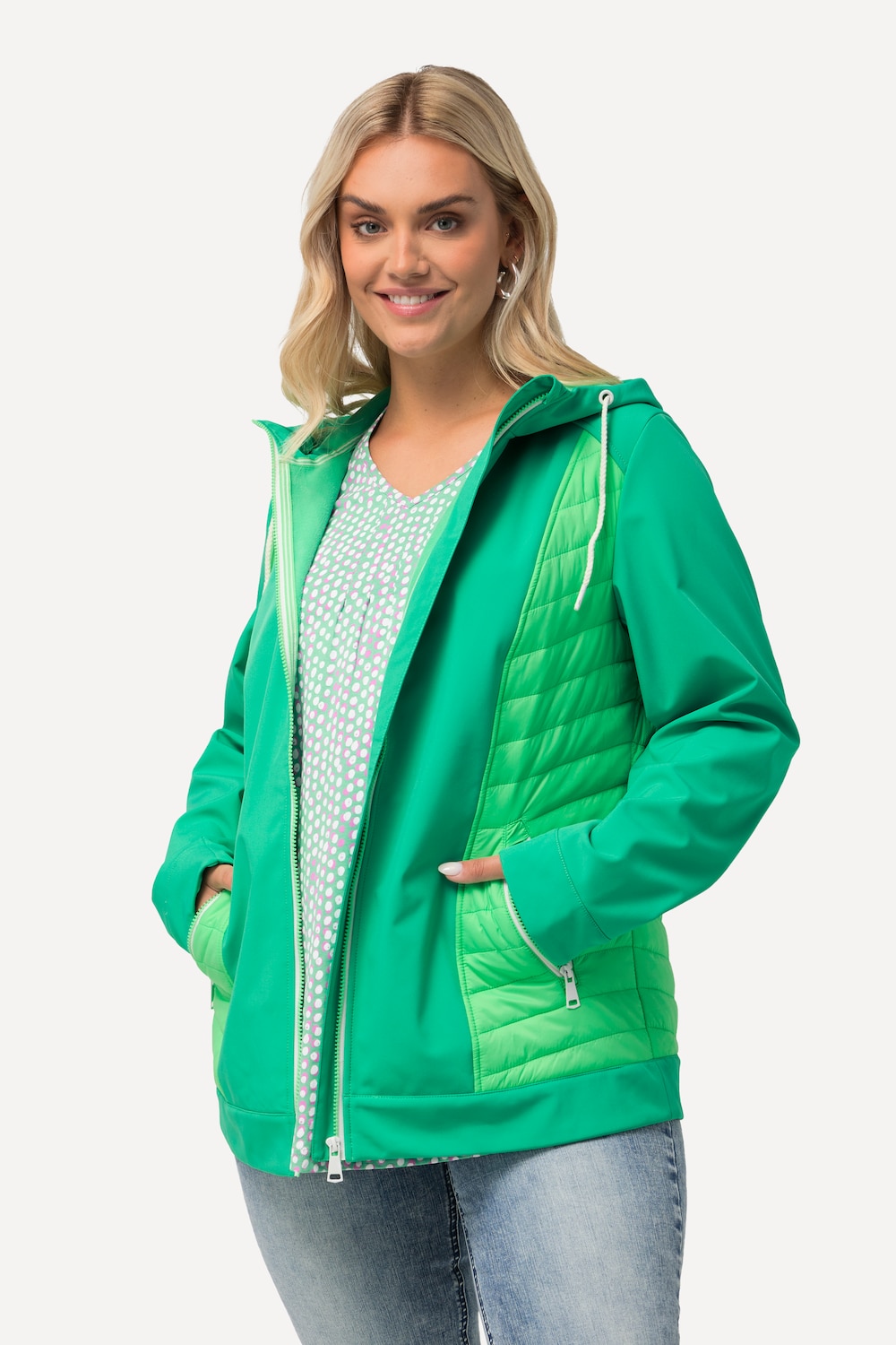 Große Größen HYPRAR Hybrid-Kapuzenjacke, Damen, türkis, Größe: 54/56, Polyester/Synthetische Fasern, Ulla Popken