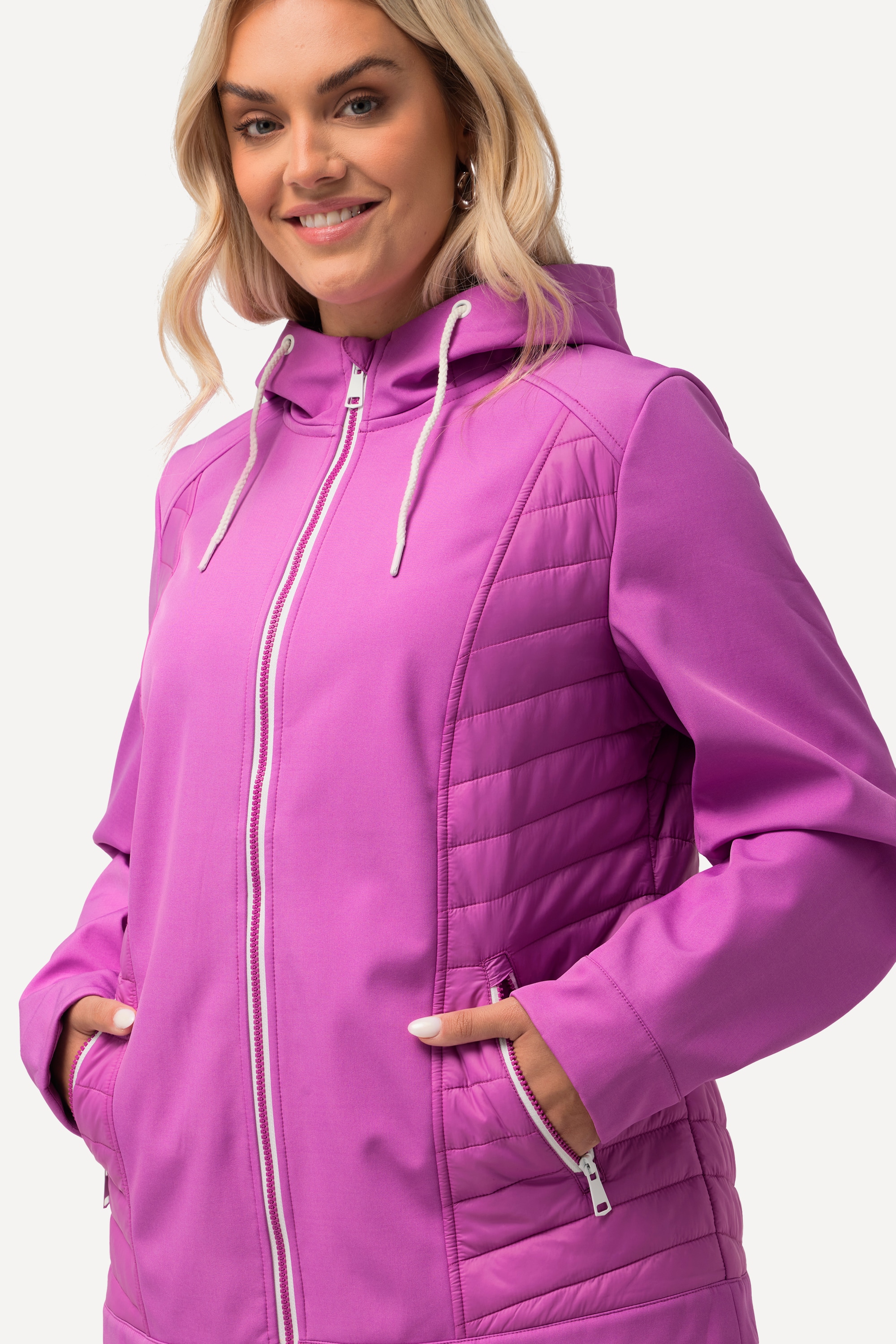 Ulla Popken Damen große Größen HYPRAR Hybrid Kapuzenjacke wasserabweisend 824194