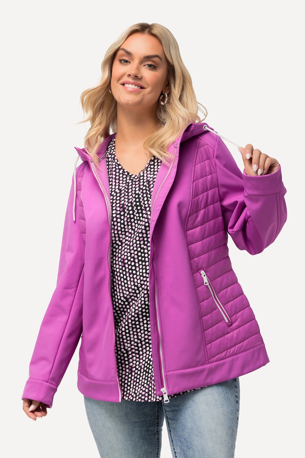 Große Größen HYPRAR Hybrid-Kapuzenjacke, Damen, rosa, Größe: 50/52, Polyester/Synthetische Fasern, Ulla Popken