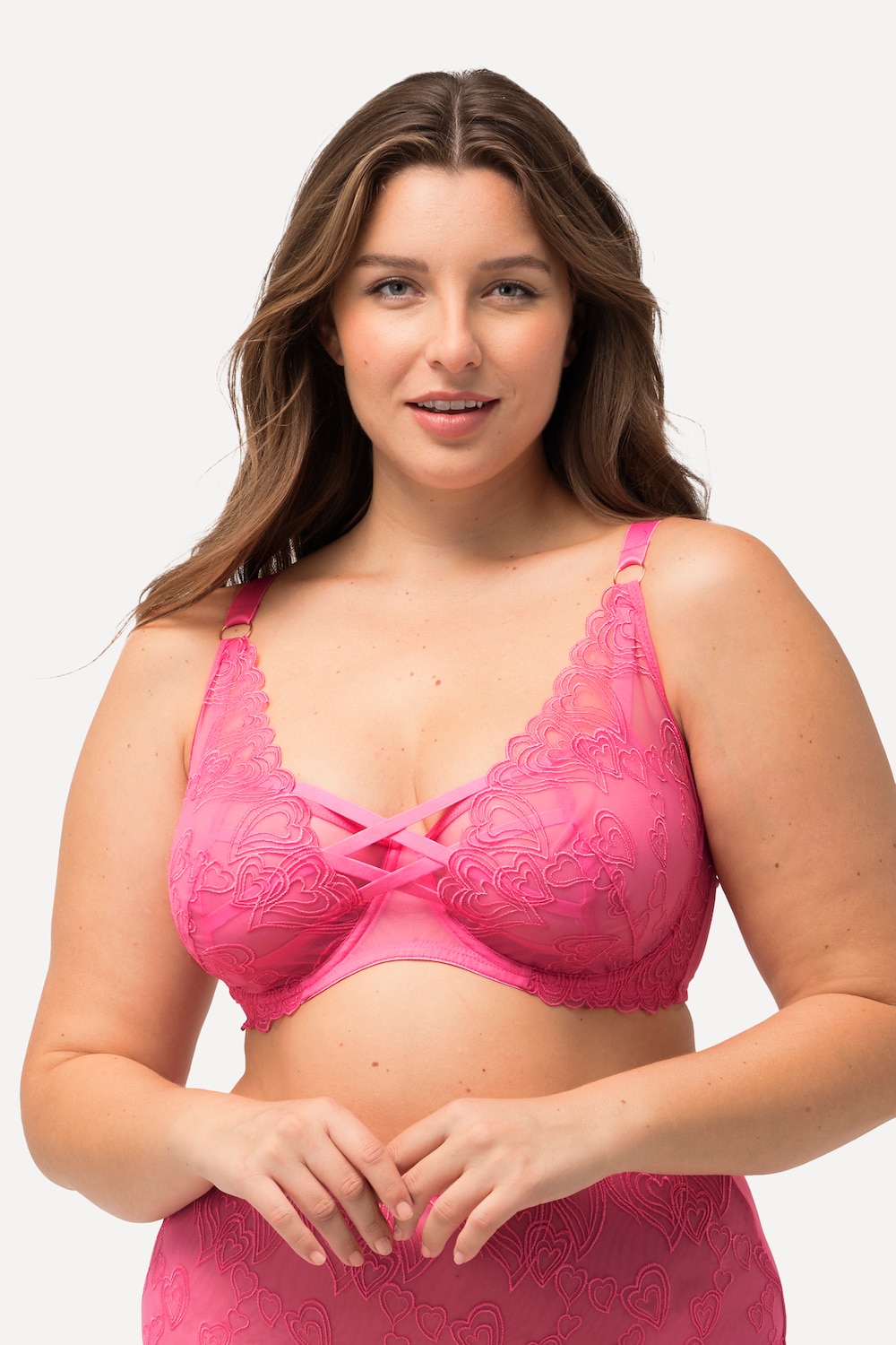 Große Größen High Apex Bügel-BH, Damen, rosa, Größe: 105F, Synthetische Fasern/Polyester/Elasthan, Ulla Popken