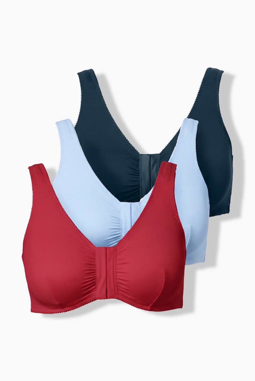 Bustiers, 3er-Pack, Vorderverschluss, Mikrofaser