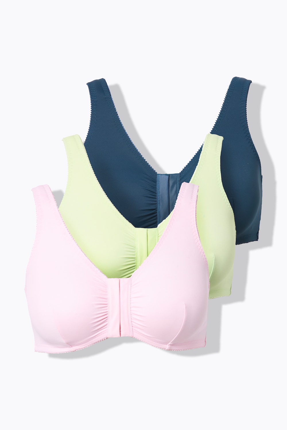 Bustier, set van 3, voorsluiting, microvezels