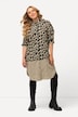 Blusa larga, aspecto parcheado, corazones, cuello camisero, manga larga