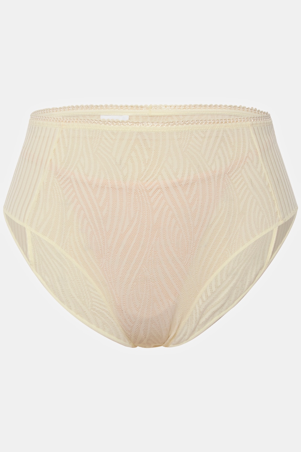 Stora storlekar Miditrosa i ribbad jersey med spetsisättning, Dam, beige, storlek: 58/60, Bomull/Syntetfibrer/Elastan, Ulla Popken